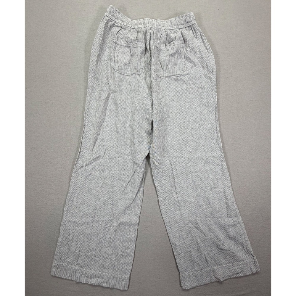 Briggs Womens Pants Wide Leg Blue White Striped Linen Blend Drawstring Size M - Picture 8 of 9